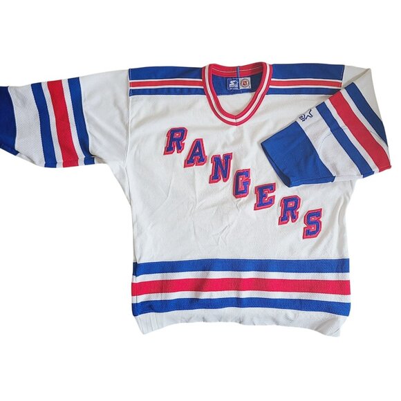 Vtg 90's Starter New York Rangers Jersey Authentic Center Ice Fight Strap NHL - Picture 3 of 16